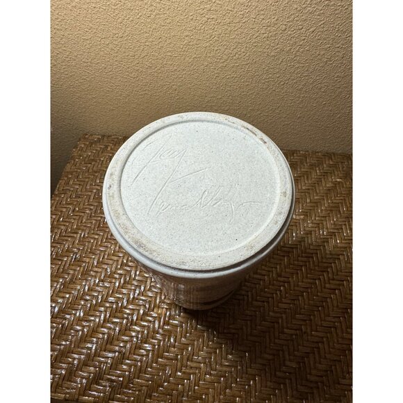 Handcrafted Ceramic Vase With Abstract Green & Brown Brush Strokes Signed - Picture 7 of 10